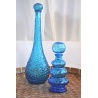 BOUTEILLE CARAFE vintage BLEUE VERRE à BULLES ITALIE