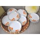 ASSIETTES FLEURS DE LOTUS ORANGES L. LOURIOUX (X6)