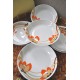 ASSIETTES à SOUPE FLEURS DE LOTUS ORANGES L. LOURIOUX (X6)