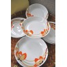 ASSIETTES à SOUPE FLEURS DE LOTUS ORANGE L. LOURIOUX (X6)