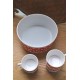 SERVICE SALADIER ET TASSES ARCOPAL POLKA PETITS POIS (X6)