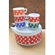 SERVICE SALADIER ET TASSES ARCOPAL POLKA PETITS POIS (X6)