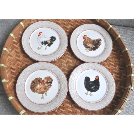 ASSIETTES BOCAGE NIDERVILLER COQ POULE (X4)