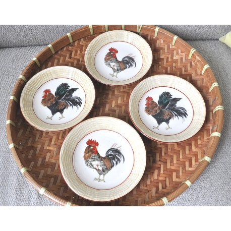 ASSIETTES COUR NORMANDE NIDERVILLER COQS (X4)