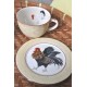 SERVICE PETIT DEJEUNER BOLS-ASSIETTES COQS NIDERVILLER (X4)