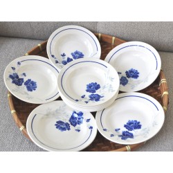 SERVICE ASSIETTES FLEURS BLEUES ELORN BADONVILLER (X6)