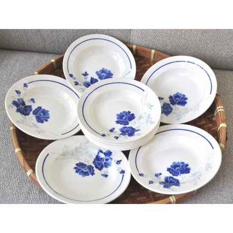 SERVICE ASSIETTES FLEURS BLEUES ELORN BADONVILLER (X6)