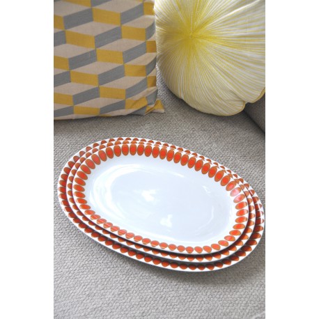 PLATS DE SERVICE SEVENTIES PORCELAINE RENNER Collection "Mon Chéri" (X3)