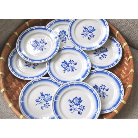 ASSIETTES FLEURS BLEUES BADONVILLER (X8)