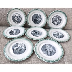 ASSIETTES PARLANTES porcelaine de GIEN - série "Devinette" (X8)