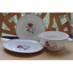 PLATS de SERVICE ROSE BLANCHE Digoin Sarreguemines (X3)